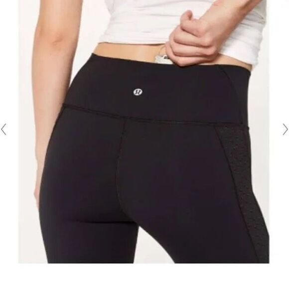 Lululemon Legging Womens 8 Ornate Eyelet Yoga Workout Crop Luxtreme Black - Picture 15 of 16